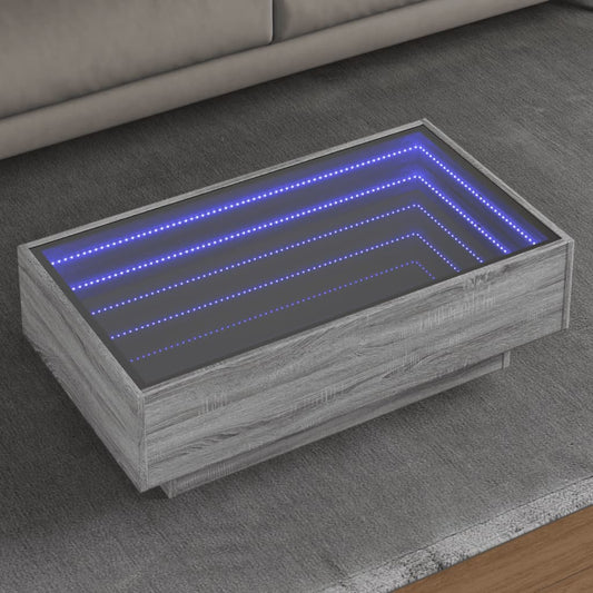 Coffee Table with LED Grey Sonoma 90x50x30 cm Engineered Wood