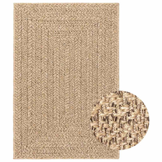 Rug ZIZUR Beige 100x200 cm Jute Look Indoor and Outdoor