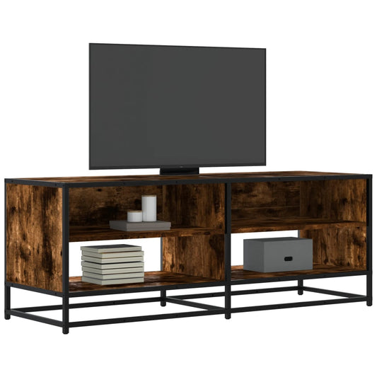 TV Cabinet Smoked Oak 120.5x40x46 cm Engineered Wood and Metal