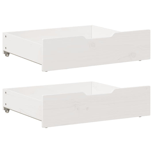 Under-Bed Drawers 2 pcs White 75x55x17 cm Solid Wood Pine