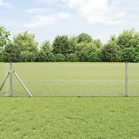 Welded Wire Fence with 13 Posts 0.4x25 m Galvanised Steel