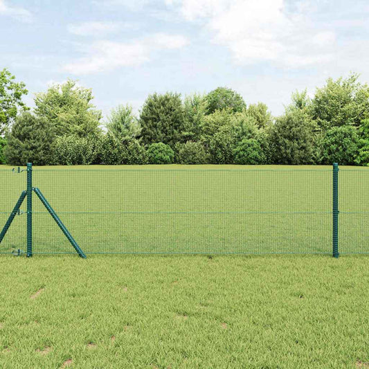 Fence Post Set Set of 2 Green Metal 10 x 0.5 m Durable