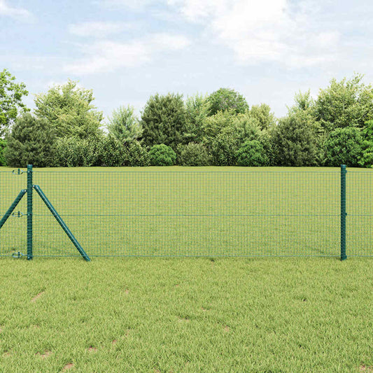 Green PVC Coated Fence Post Set Set of 2 25 x 0.5 m Durable