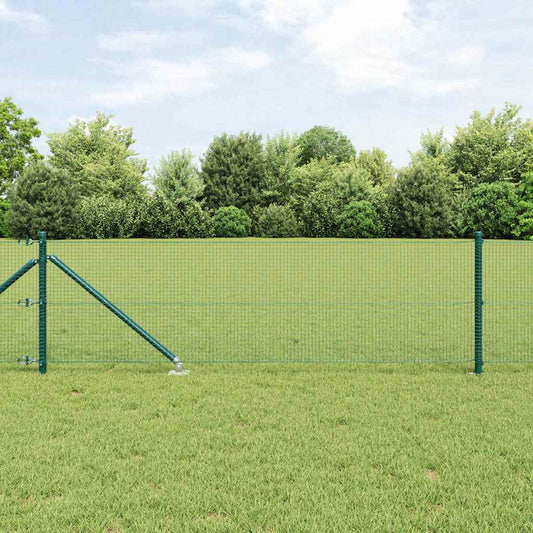 Welded Wire Fence with 13 Spike Posts Green 0.6x100 m Steel