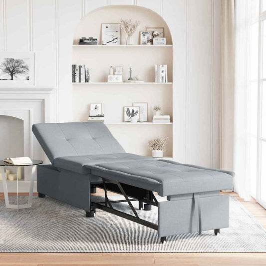 3-in-1 Sofa Bed - Pull-Out Design in Light Grey Fabric