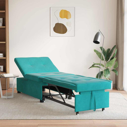Sofa Bed Turquoise 67 x 194 x 38 cm Velvet