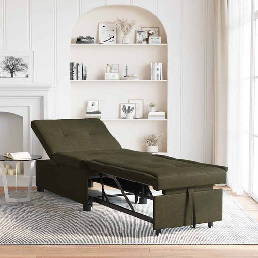 Sofa Bed Army green 67 x 194 x 38 cm Faux suede leather