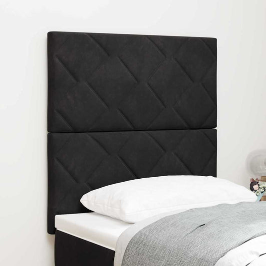 Headboard Wall-mounted Geometric Manual Black 80 cm Velvet