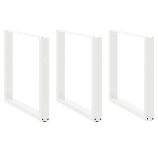 Dining Table Legs U-Shaped 3 pcs White 90x 72-73 cm Steel