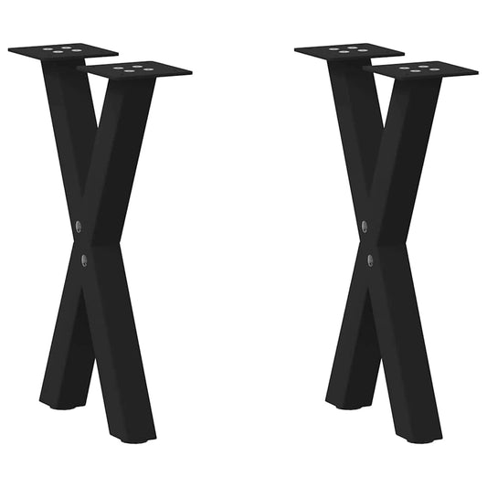 Coffee Table Legs X-Shaped 2 pcs Black 38x 42-43 cm Steel
