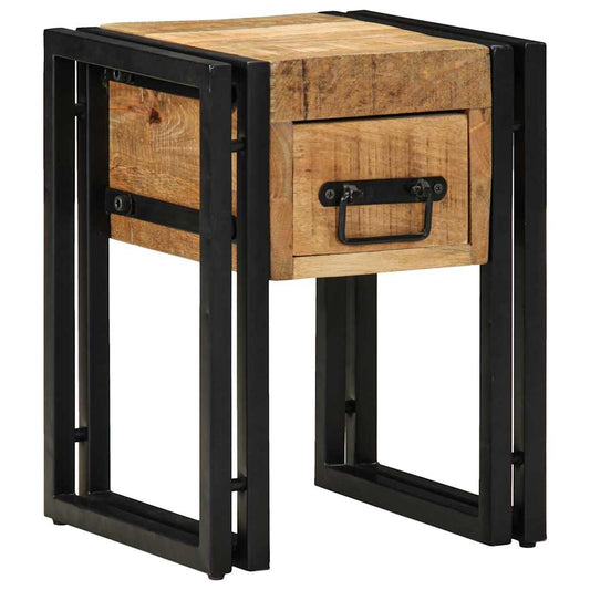 End Table with Drawer Black 30x30x40 cm Solid Mango Wood
