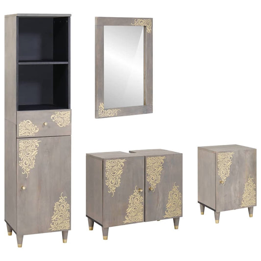 Bathroom Furniture Set with Drawer 4 pcs Grey 62 x 33 x 58 cm