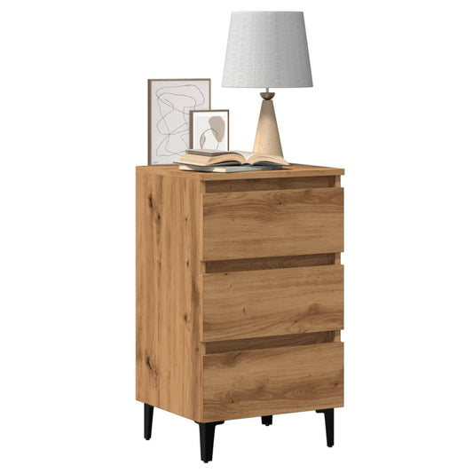 Bed Cabinet with Metal Legs Artisan Oak 40x35x69 cm