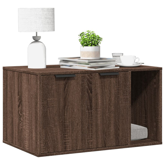 Cat Litter Box Enclosure Brown Oak 80x50x45 cm Engineered Wood