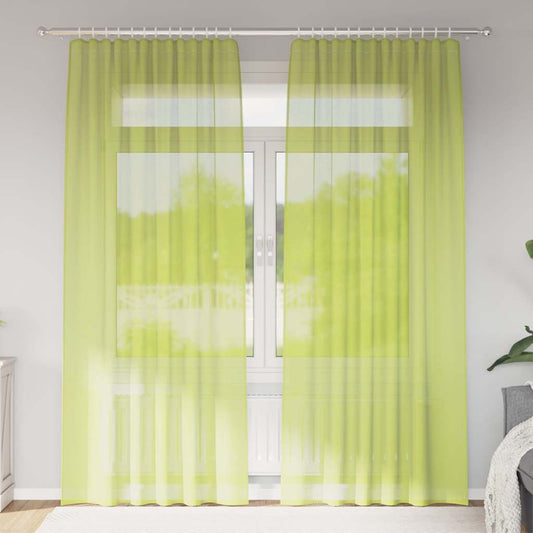 Voile Curtains with Rod Pockets 2 pcs Apple Green
