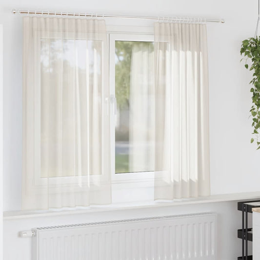 Voile Curtains with Rod Pockets 2 pcs Cream