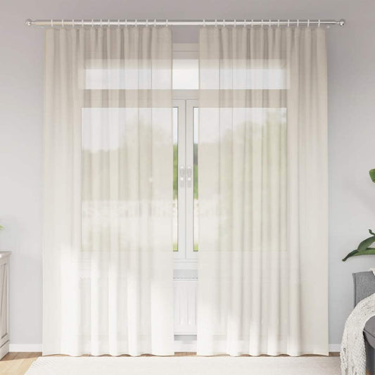 Voile Curtains with Rod Pockets 2 pcs Cream