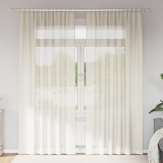 Voile Curtains with Rod Pockets 2 pcs Cream