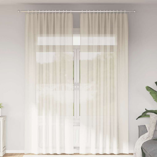 Voile Curtains with Rod Pockets 2 pcs Cream