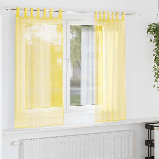 Voile Curtains with Rod Pockets 2 pcs Yellow