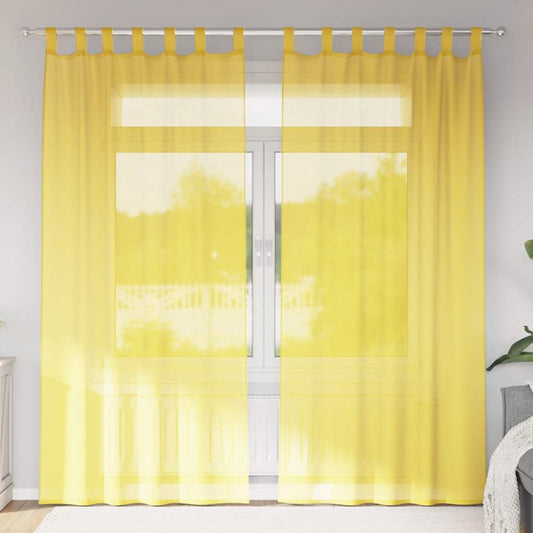 Voile Curtains with Rod Pockets 2 pcs Yellow