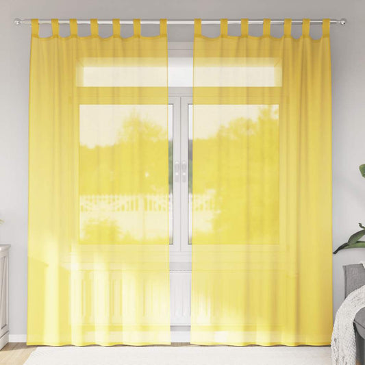 Voile Curtains with Rod Pockets 2 pcs Yellow