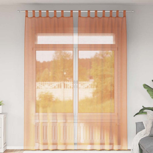 Voile Curtains with Rod Pockets 2 pcs Terracotta