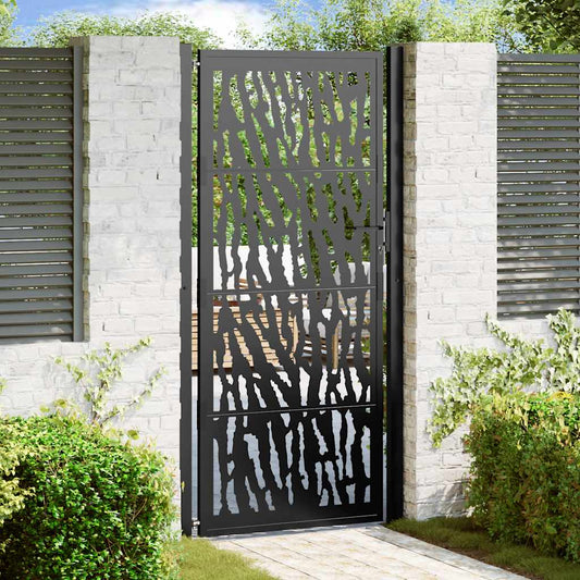 Garden Gate Black 105x205 cm Steel Trace Design