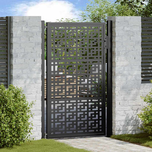 Garden Gate Black 105x155 cm Steel Cross Design