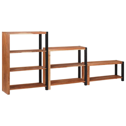Bookshelf 3 pcs Brown 80 x 30 x 110 cm Solid Acacia wood