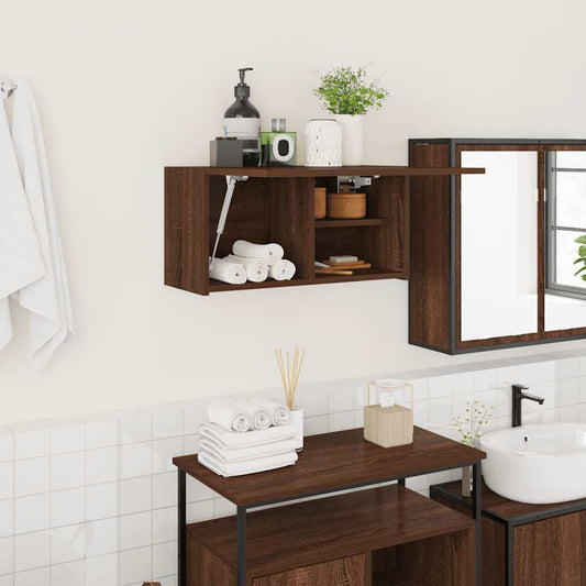 Bathroom Wall Cabinet Brown Oak 60x25x30 cm Engineered Wood