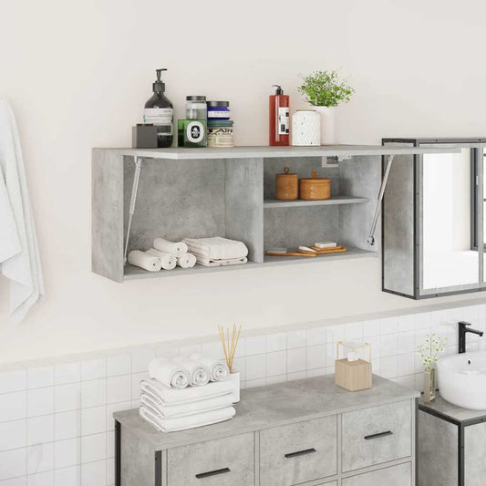 Bathroom Wall Cabinet Concrete Grey 100x25x40 cm Engineered Wood
