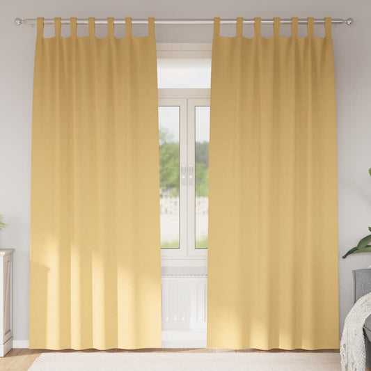 Curtains with Curtains 2 pcs Beige 225x140cm Polyester