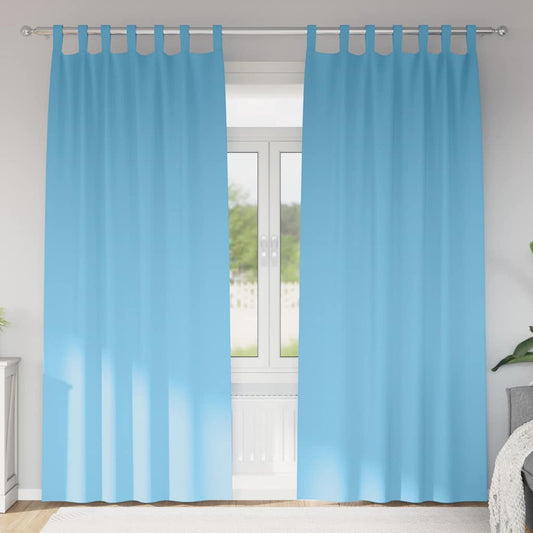 Curtains with Curtains 2 pcs Light blue 225x140cm Polyester