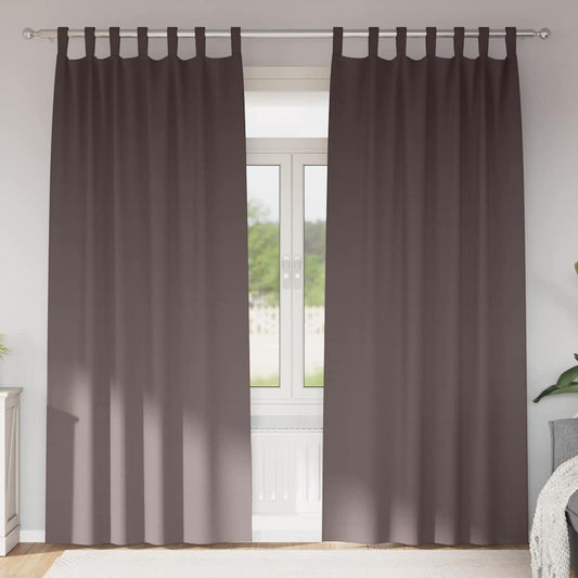 Curtains with Curtains 2 pcs Dark brown 225x140cm Polyester