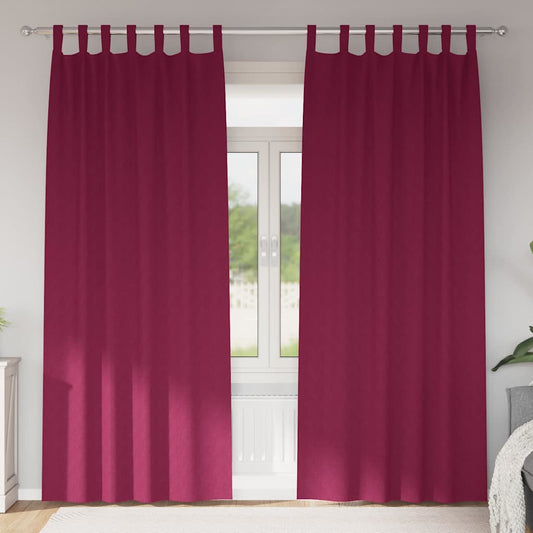 Curtains with Curtains 2 pcs Wine red 225x140cm Polyester