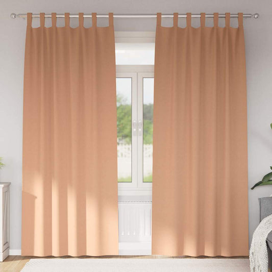 Curtains with Curtains 2 pcs Light brown 225x140cm Polyester