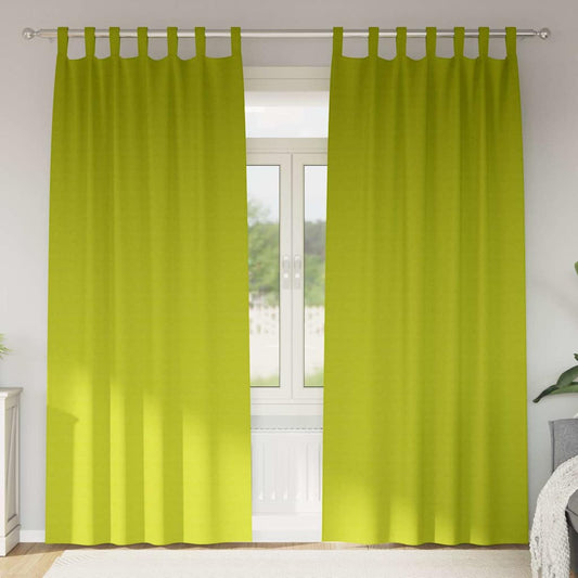 Curtains with Curtains 2 pcs Apple green 225x140cm Polyester