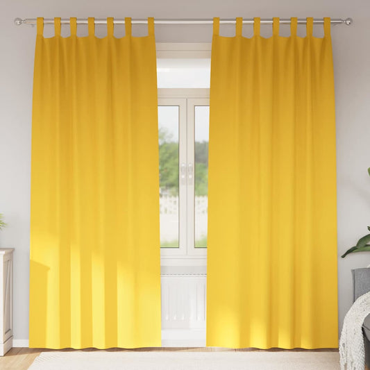 Curtains with Curtains 2 pcs Mustard yellow 225x140cm Polyester