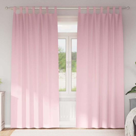 Curtains with Curtains 2 pcs Baby pink 225x140cm Polyester