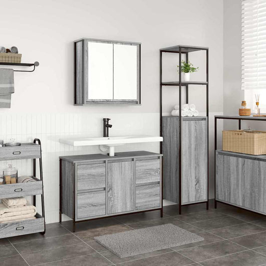 2 Piece Bathroom Furniture Set Grey Sonoma Engineered Wood