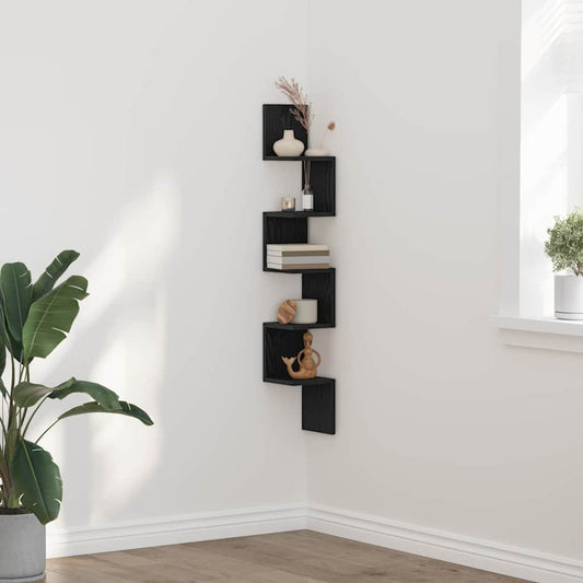 Corner Shelf Black oak 20 x 20 x 127.5 cm Engineered Wood