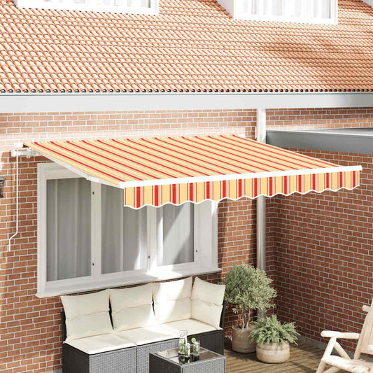 Retractable Awning Multicolour and Yellow and Orange and White