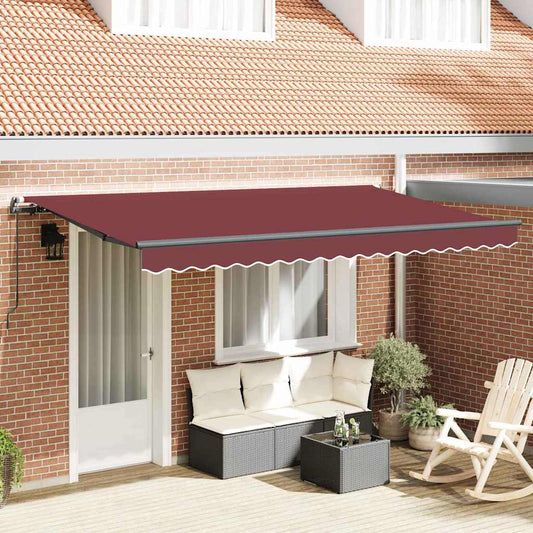 Retractable Awning Manual Burgundy red and Anthracite 4 x 2 m