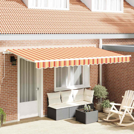 Retractable Awning Multicolour and Yellow and Orange and White