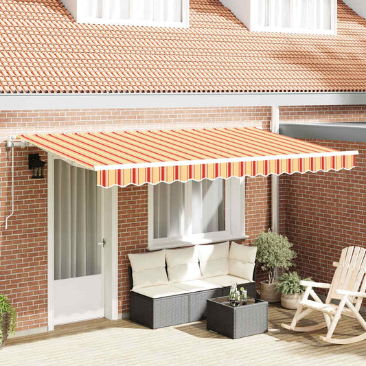 Retractable Awning Multicolour and Yellow and Orange and White