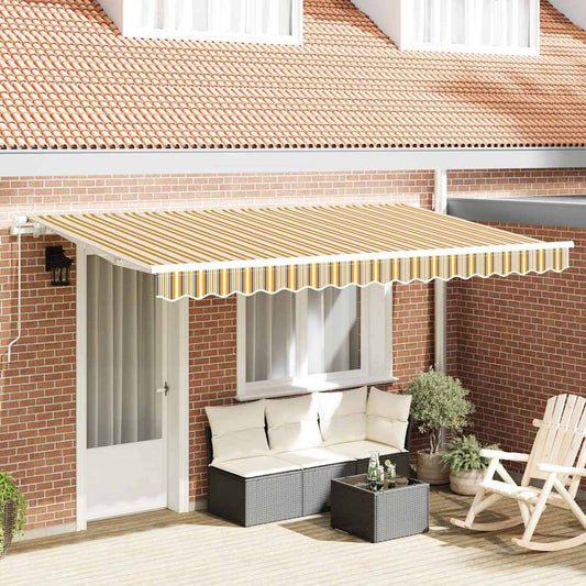 Retractable Awning Multicolour and Yellow and Grey and White