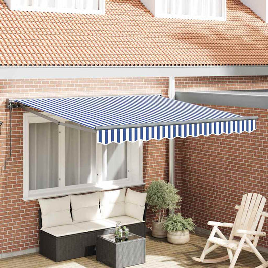 Retractable Awning Manual Blue and White 300x250 cm