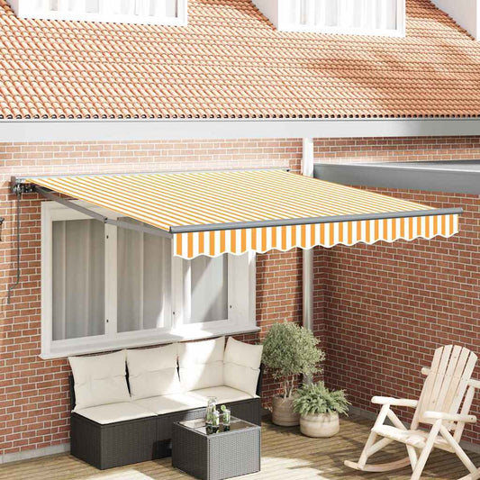 Retractable Awning Manual Yellow and White 300x250 cm