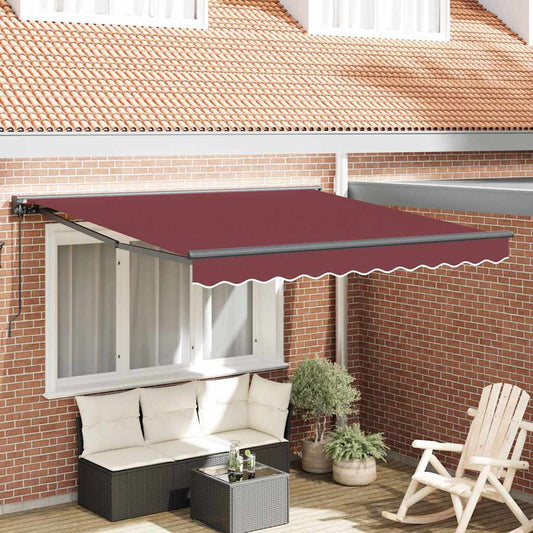 Retractable Awning Manual Burgundy Red 300x250 cm Polyester